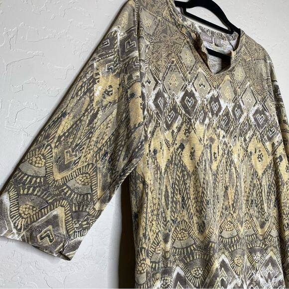 Chico's Tan All Over Mosaic Art to Wear Tunic 2 Large - Picture 2 of 10